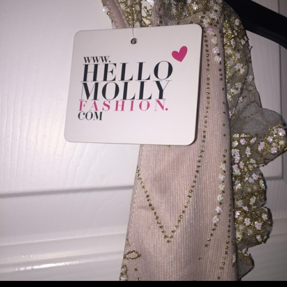 NWT HELLO MOLLY NUDE SPARKLE MAXI DRESS